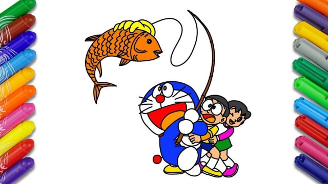 game doremon cung nobita tham gia hoi thi cau ca